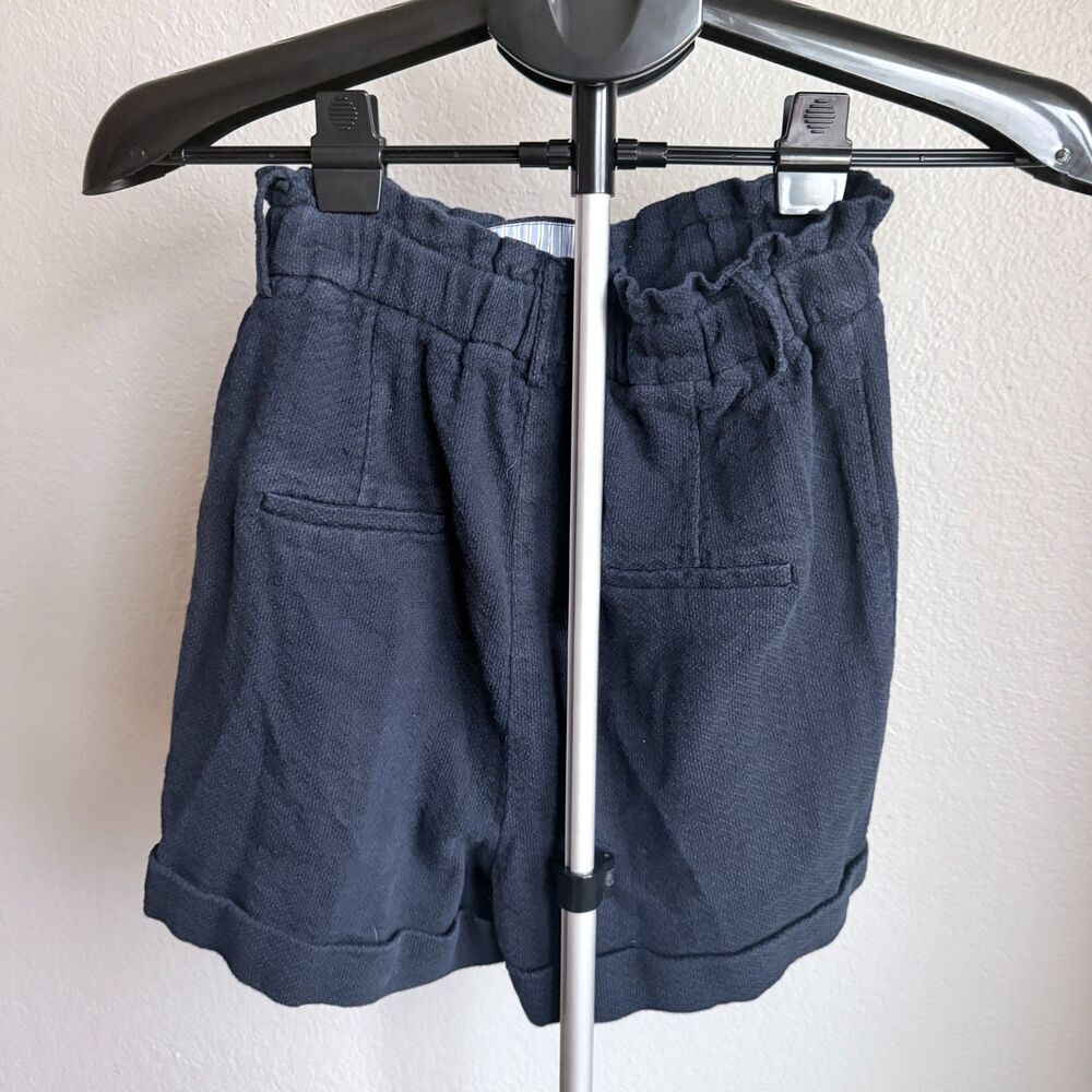FRNCH Paris Pleated Stretch Cotton Shorts High-Rise Paperbag Waist Cuffed Hem S - Picture 2 of 4